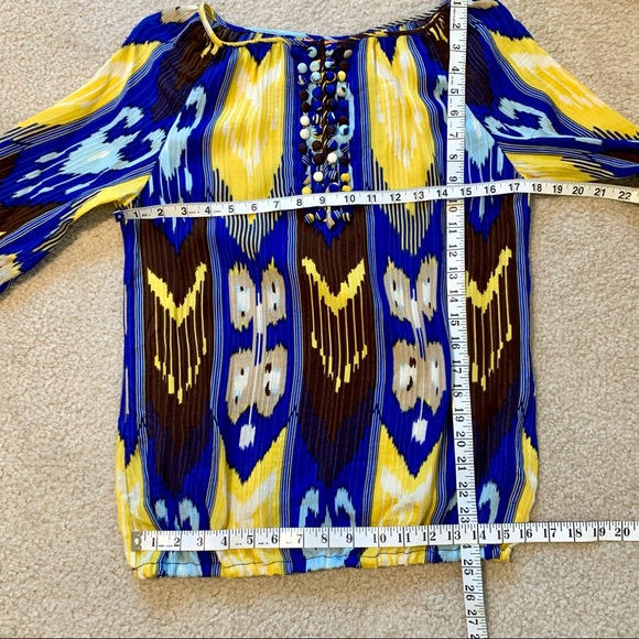 TORY BURCH Silk Elastic Hem Long Sleeve Blouse—SZ. 4 - Picture 10 of 16